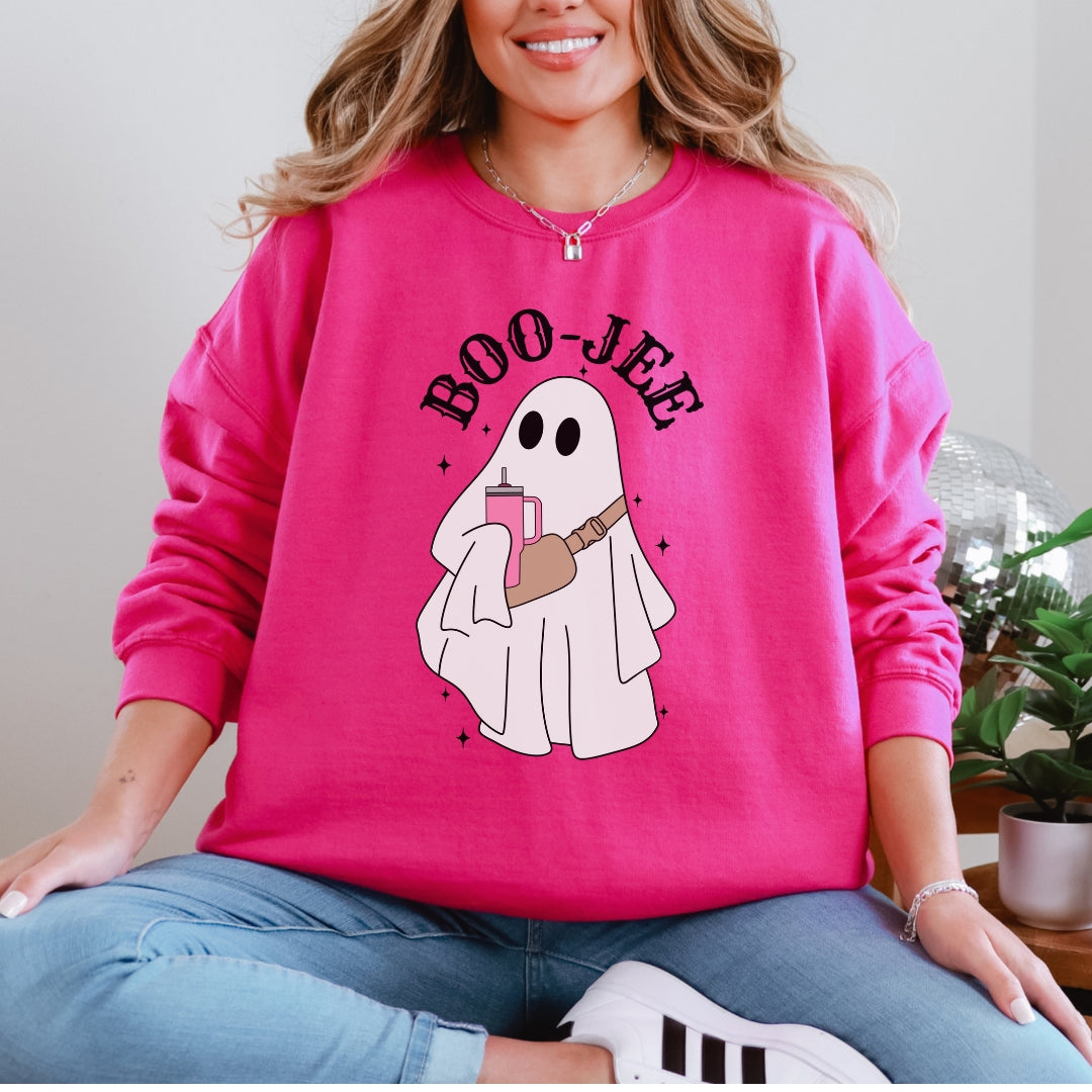 Boojee Ghost with Stanley Cup and Crossbody bag Fall Sweatshirt