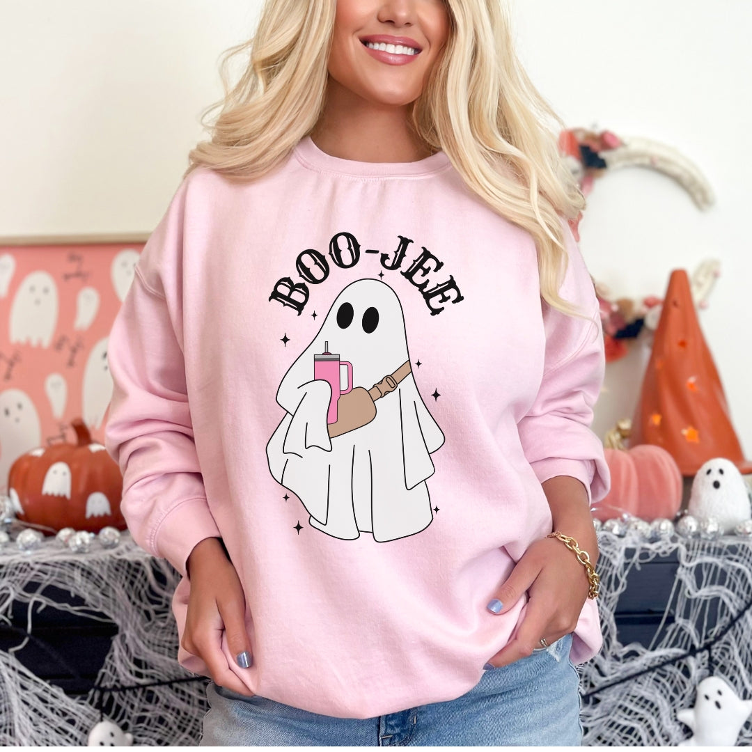 Boojee Ghost with Stanley Cup and Crossbody bag Fall Sweatshirt