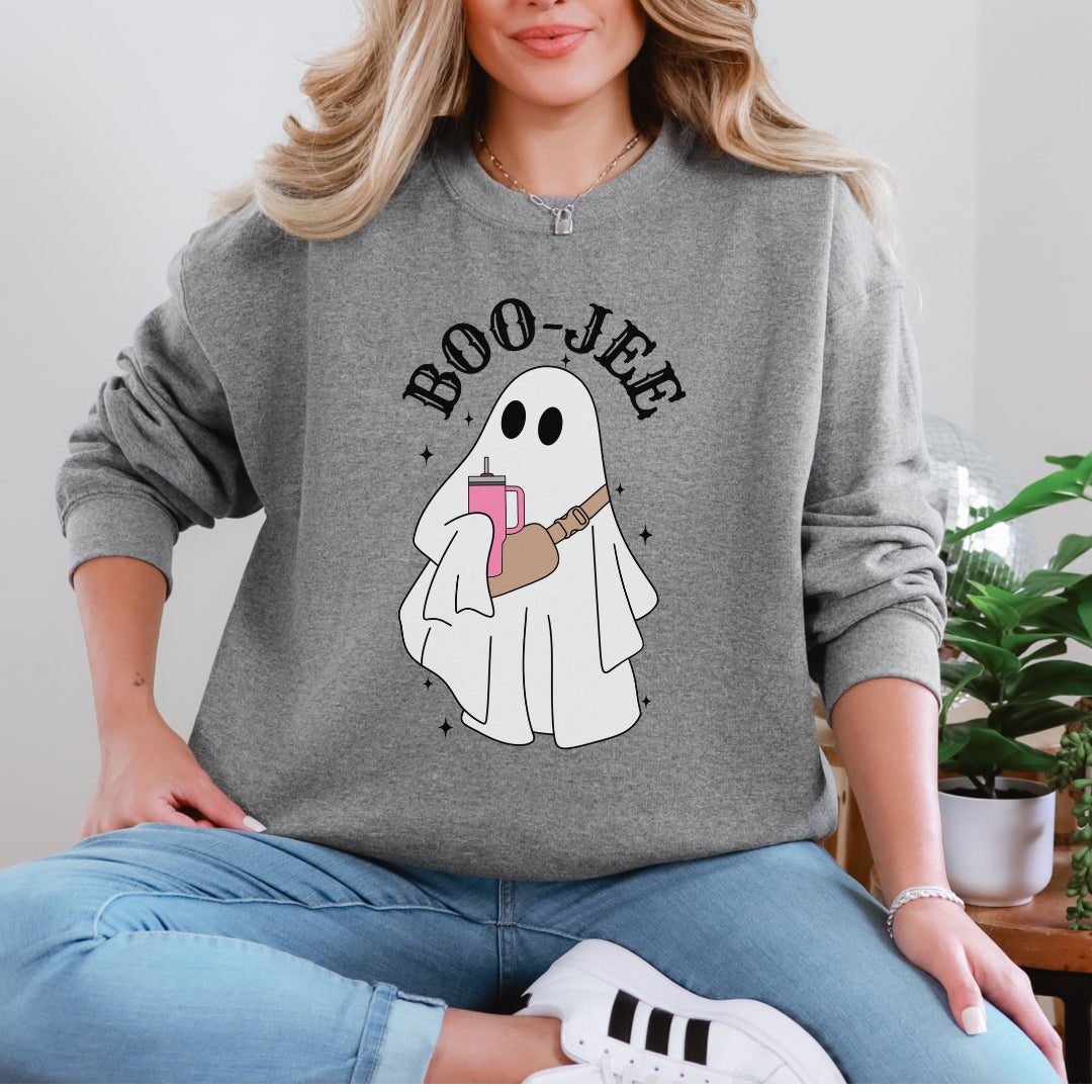 Boojee Ghost with Stanley Cup and Crossbody bag Fall Sweatshirt