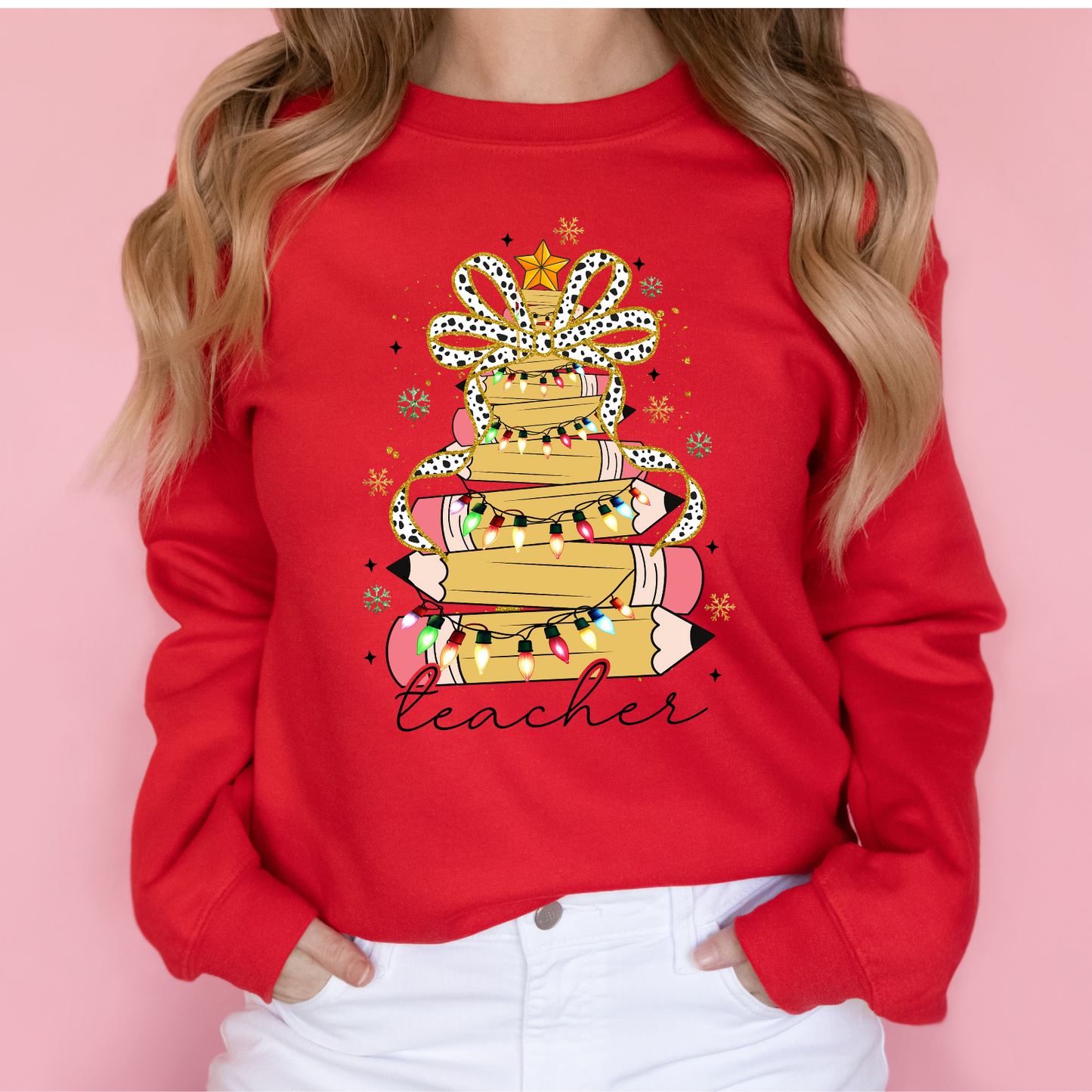 Teacher Pencil Christmas Tree Sweatshirt