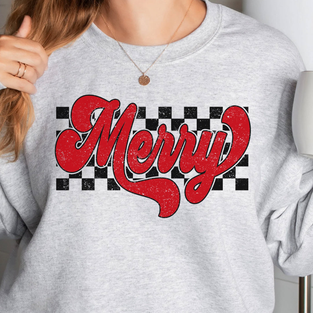 Merry checkered Christmas sweatshirt