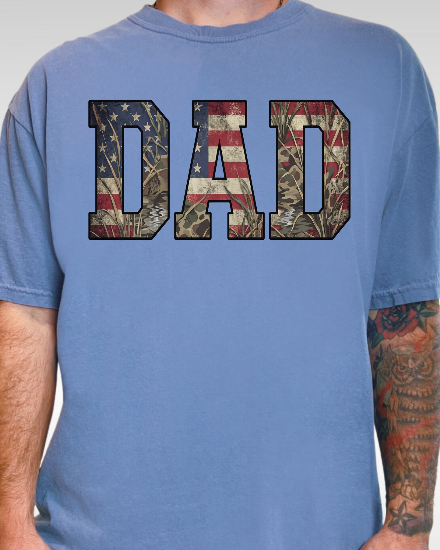 Patriotic Camo Dad Shirt | Father’s Day Gift for Dad | American Flag Dad Tee | Outdoor Dad Shirt