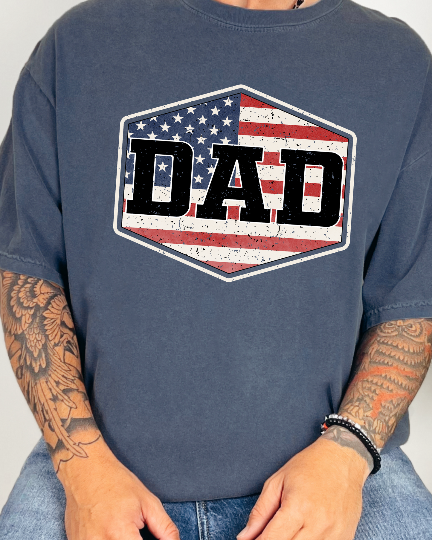 Patriotic Dad Shirt, Comfort Colors Dad Tee, Fathers Day Gift for Dad, American Flag Dad Shirt, 4th of July Dad Shirt