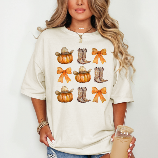 Boots, Bows & Pumpkins Comfort Colors 1717 Fall T-Shirt