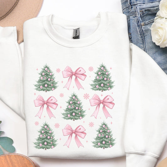 Coquette Christmas Tree & Pink Bows Sweatshirt