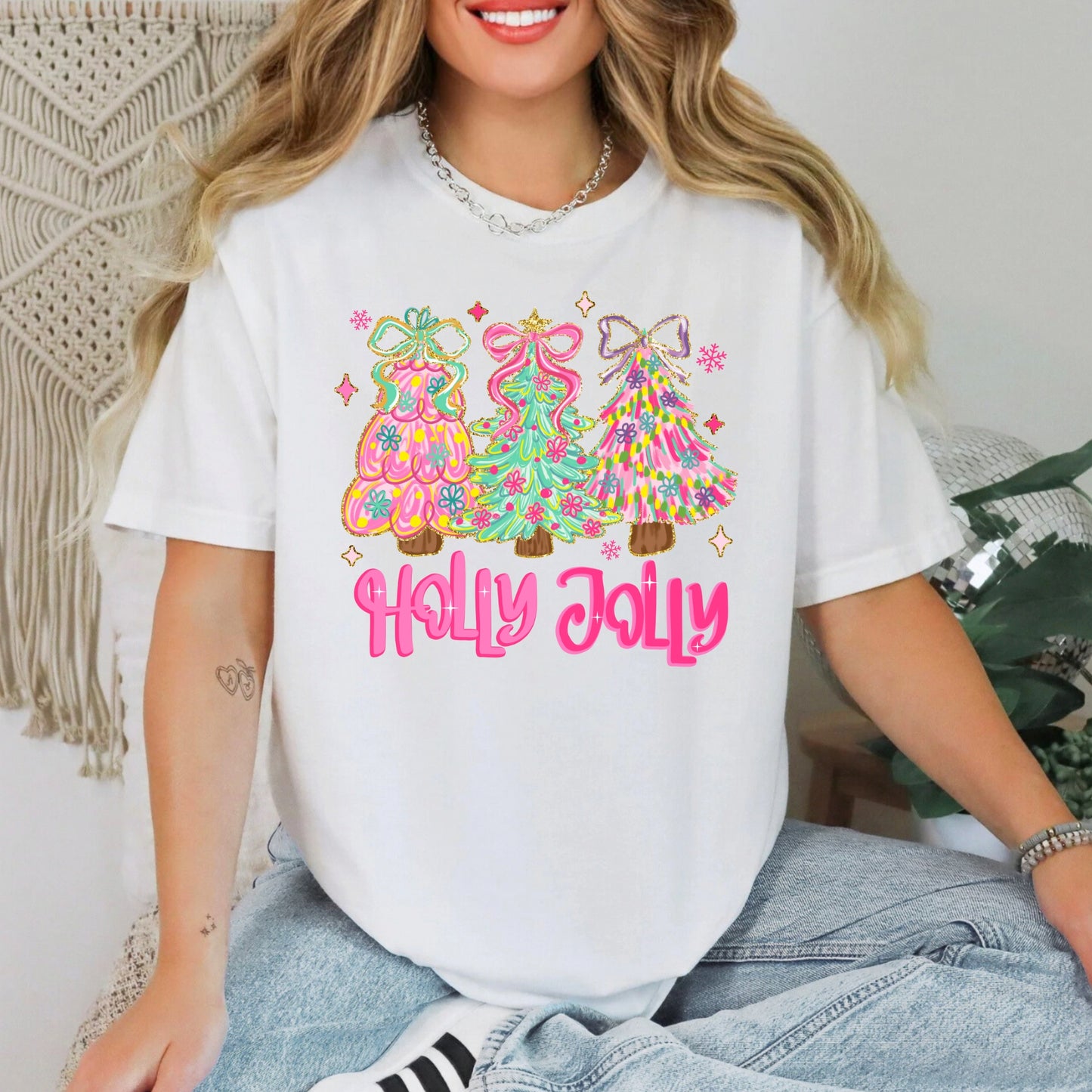Holly Jolly Coquette Christmas Trees Tee – Comfort Colors