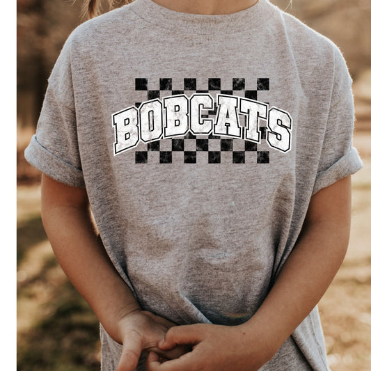 Bobcats with Checker Board Print Youth Tshirt