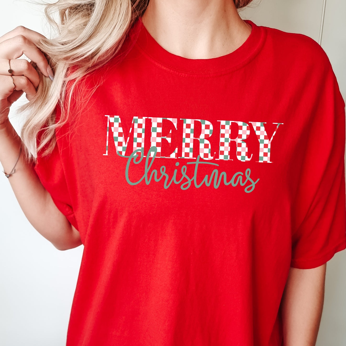 Merry Christmas Checkered Tshirt