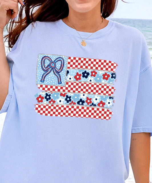 United States Flag Floral Coquette Comfort Colors Tshirt