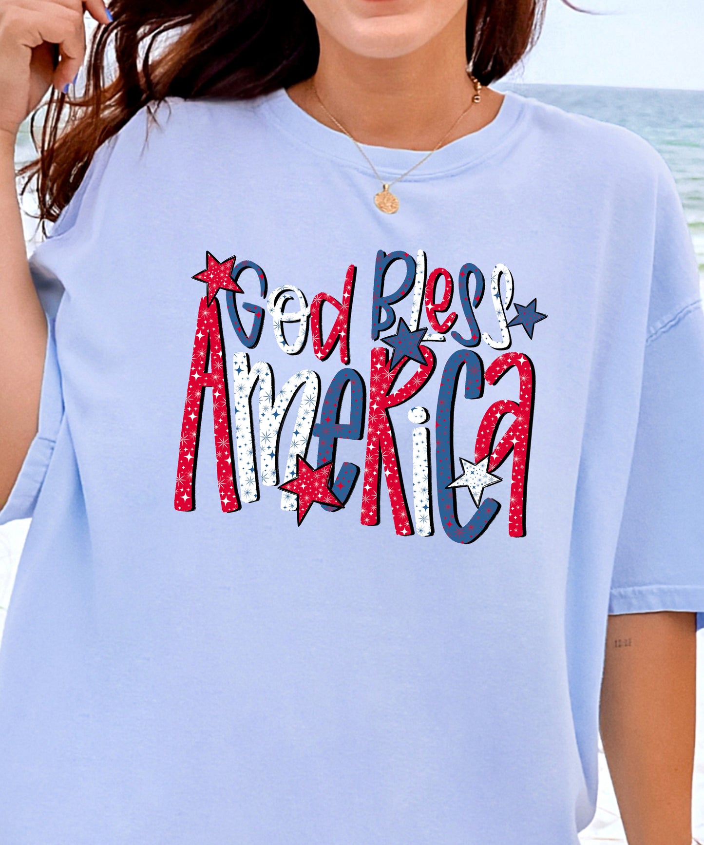 God Bless America Patriotic T-Shirt | Comfort Colors USA Tee