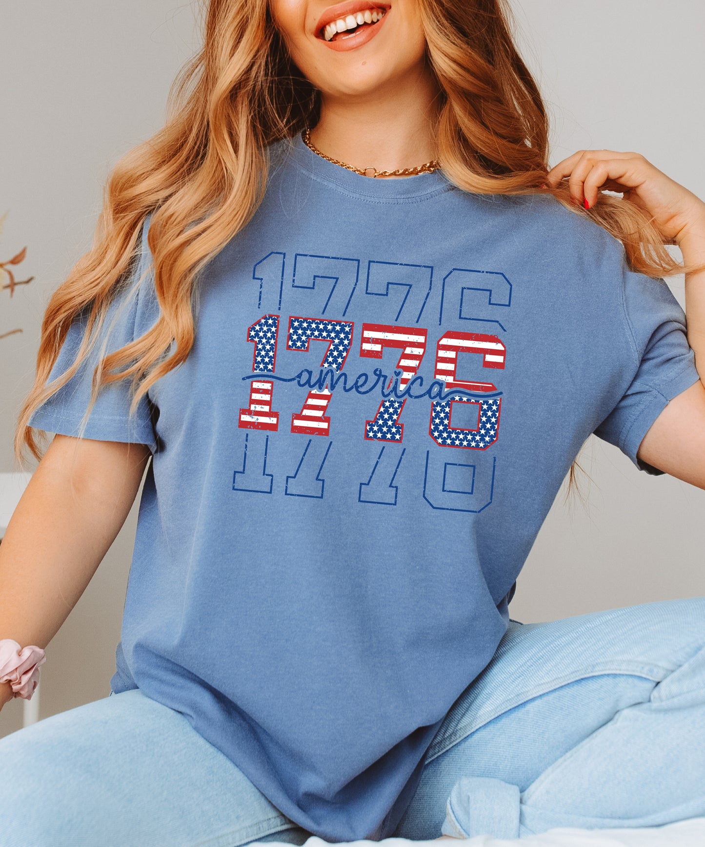 America 1776 Patriotic T-Shirt | Vintage Flag Comfort Colors Tee