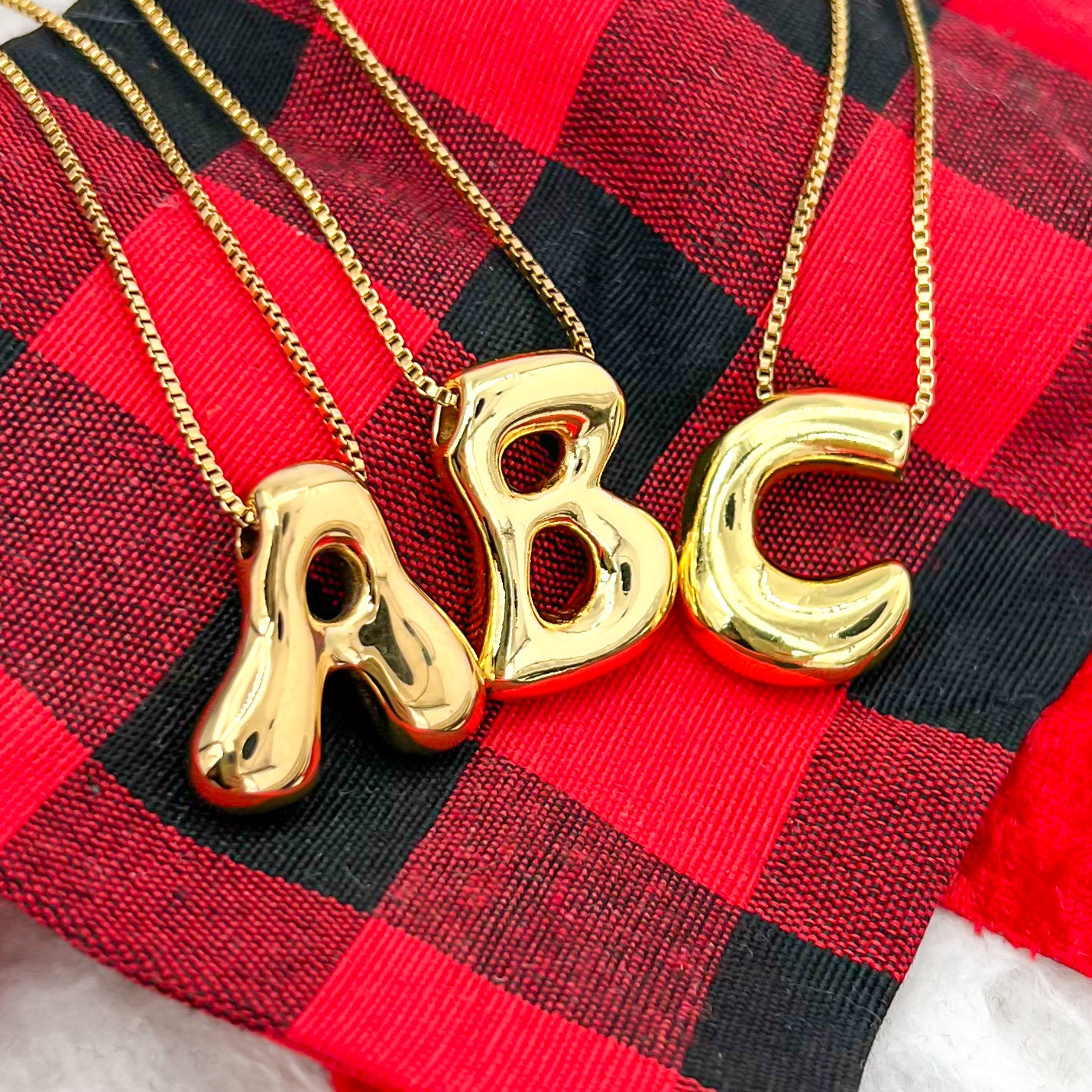 18k Gold Coated Bubble Letter Necklaces