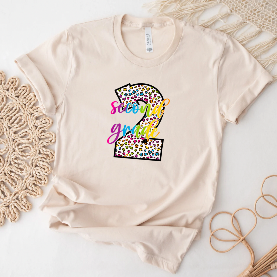 Second Grade Colorful Cheetah Unisex Graphic Tee