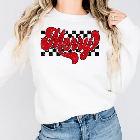 Merry checkered Christmas sweatshirt