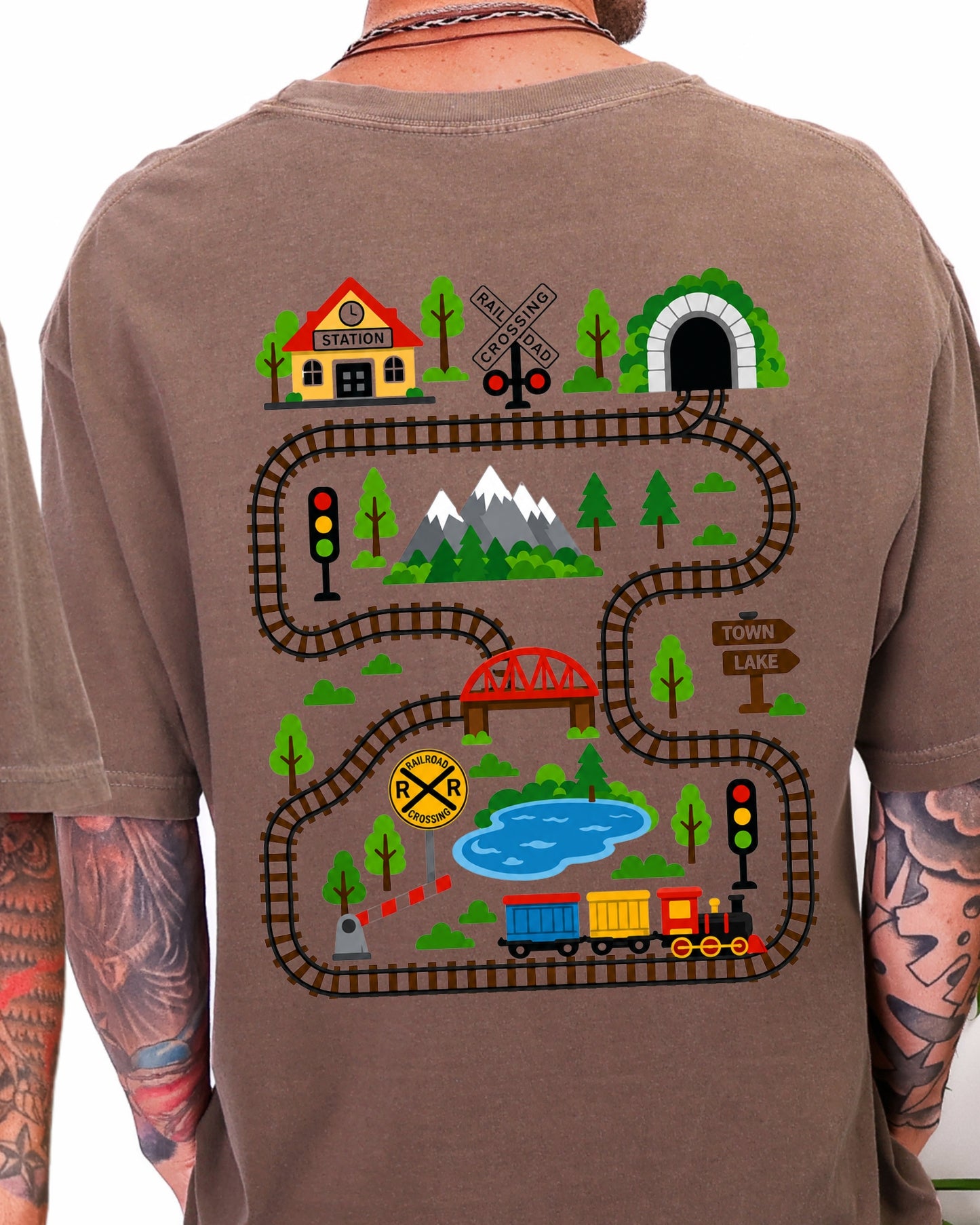 Tired Dads Club Train Shirt, Play Mat Tshirt for Dad, Interactive Tee, Fun Dad Gift, Train Engineer Shirt, Sensory Play Tee