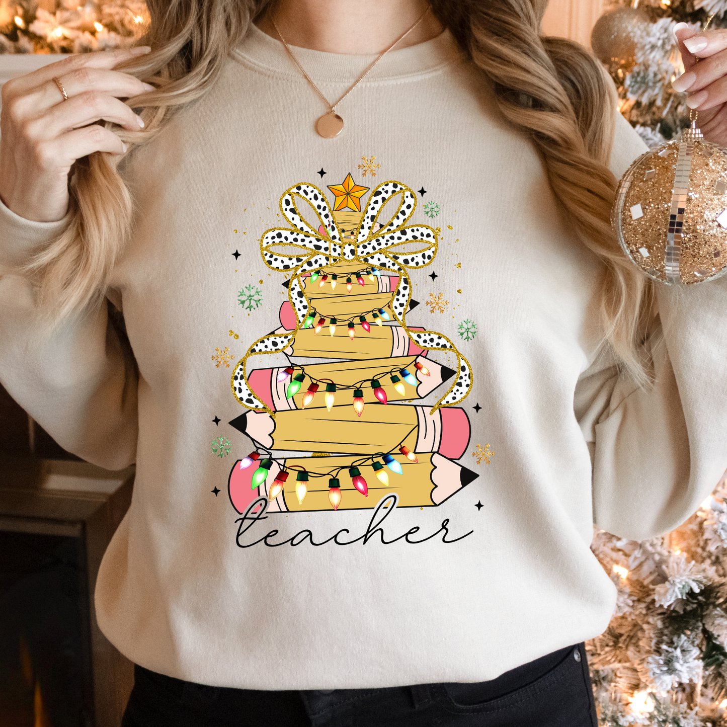 Teacher Pencil Christmas Tree Sweatshirt