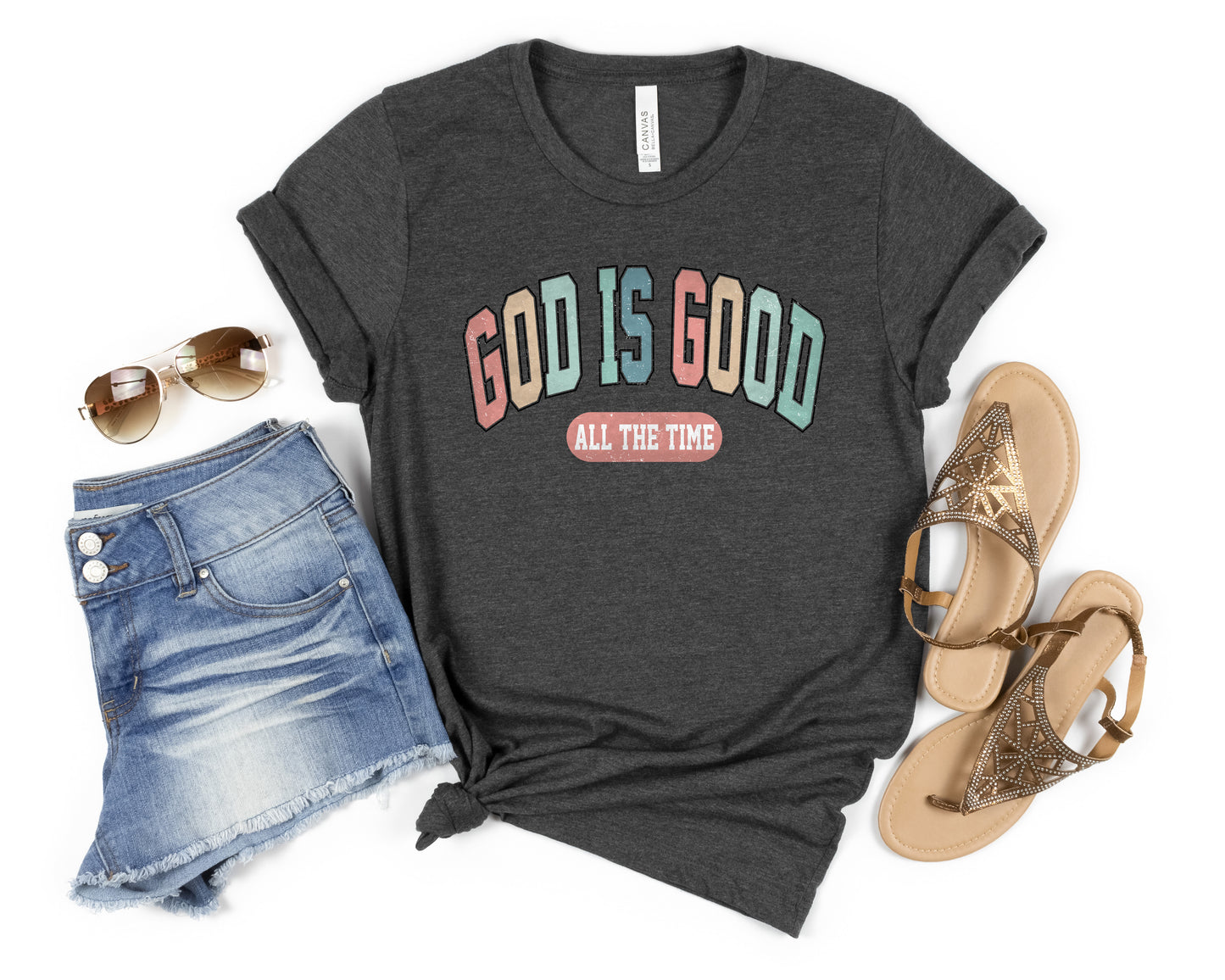 God Is Good All the Time Pastel Colored Women's Graphic Tee