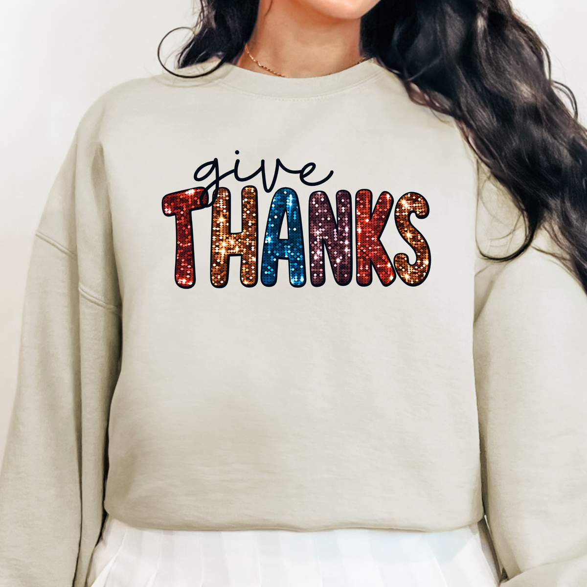 Give Thanks Retro Thanksgiving Gildan 18000 Sweatshirt