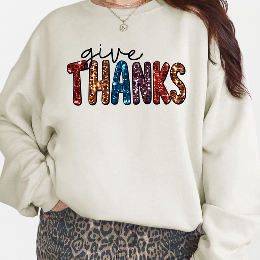 Give Thanks Retro Thanksgiving Gildan 18000 Sweatshirt