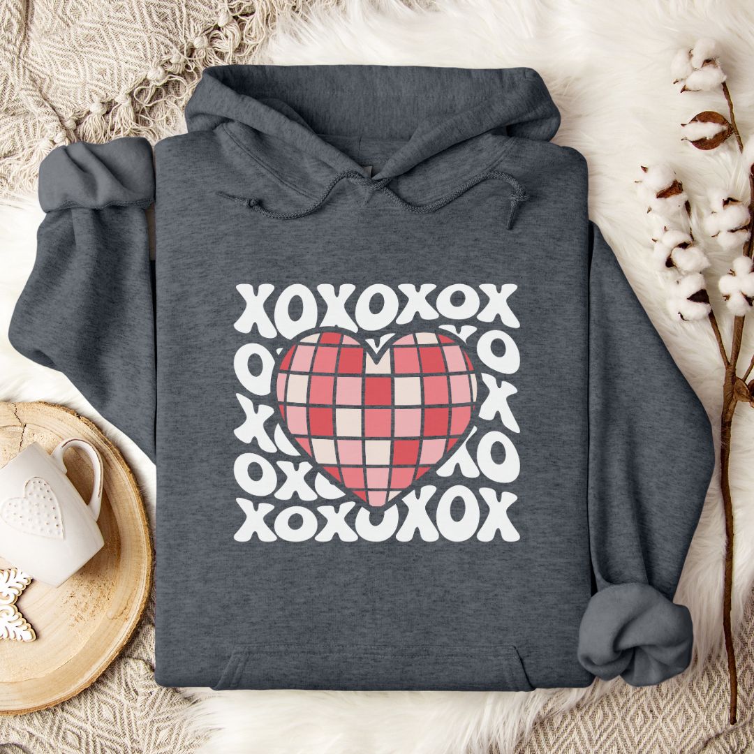 Disco Ball Heart Women's Valentine Sweatshirt Hoodie Pullover