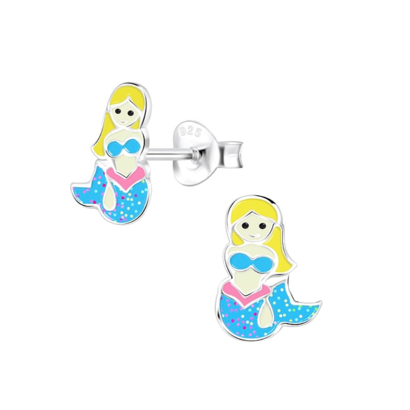 Mermaid Earrings 925 Sterling Silver Hypoallergenic Earrings for Little Girls