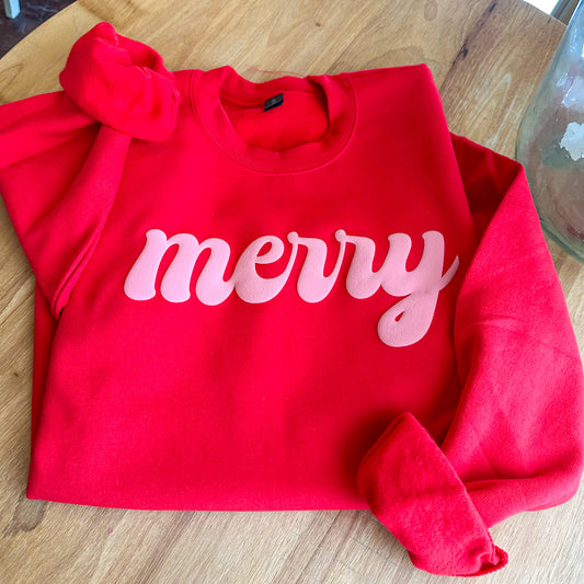 Merry Pink Puff Christmas Sweatshirt