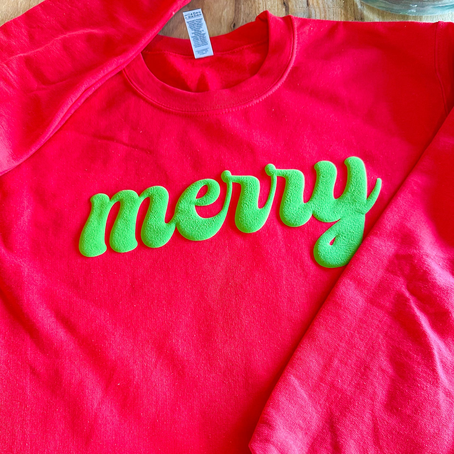 Merry Green Puff Christmas Sweatshirt