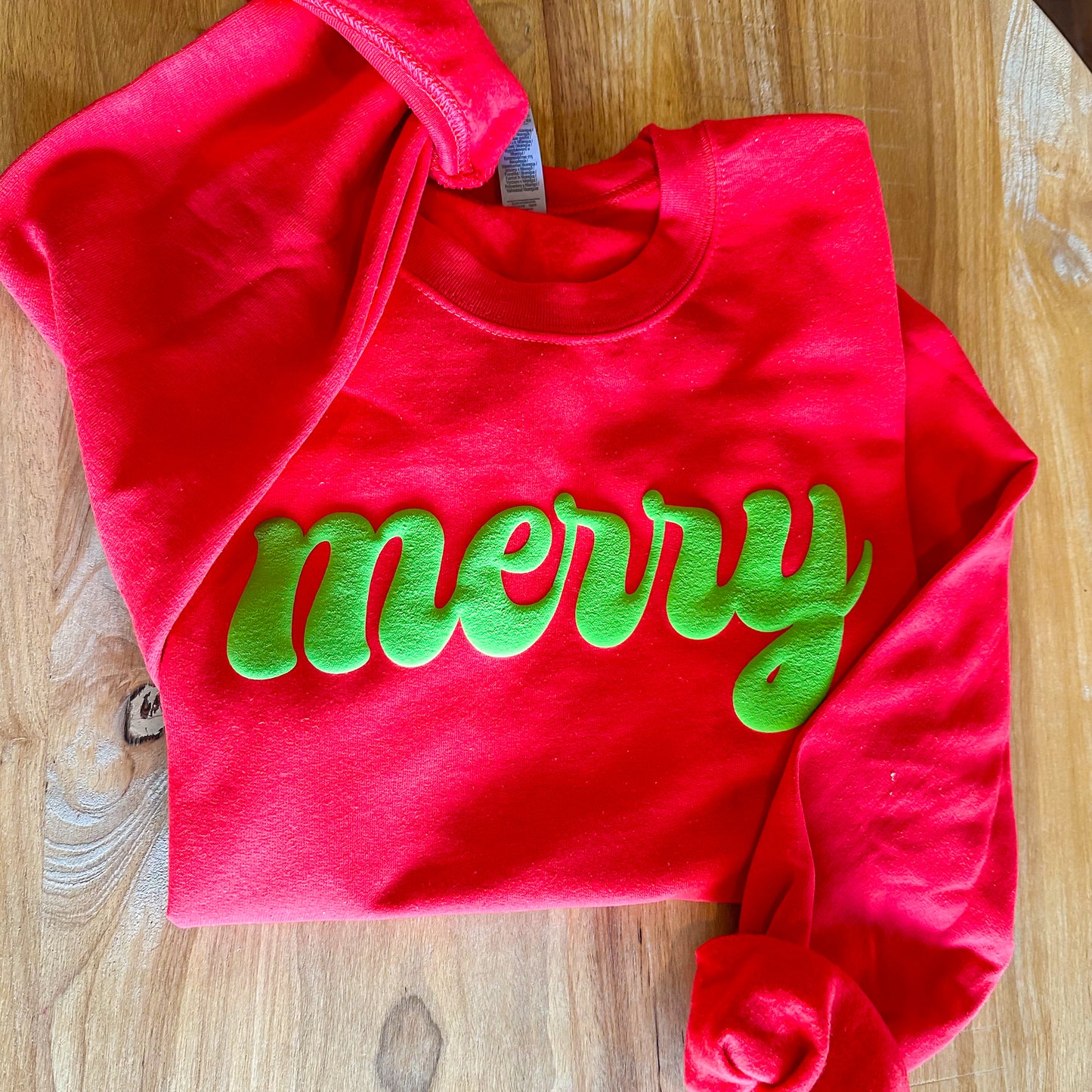 Merry Green Puff Christmas Sweatshirt
