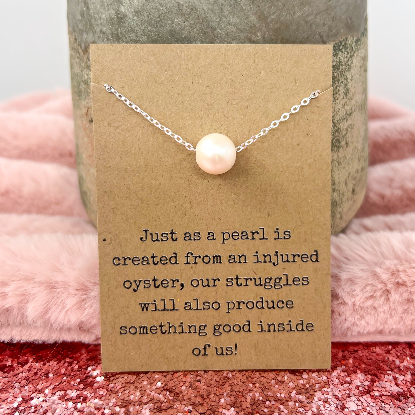 Single Drop Sterling Silver Pearl Necklace