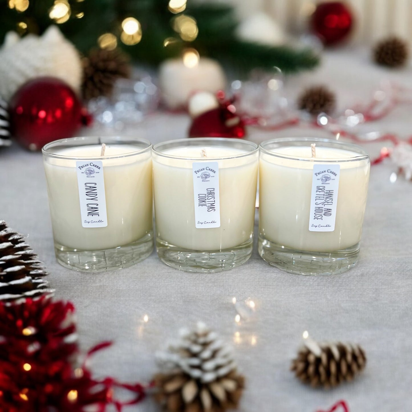 3 scented Christmas Candles (Christmas Cookie, Candy Cane, Hansel and Gretel's House)