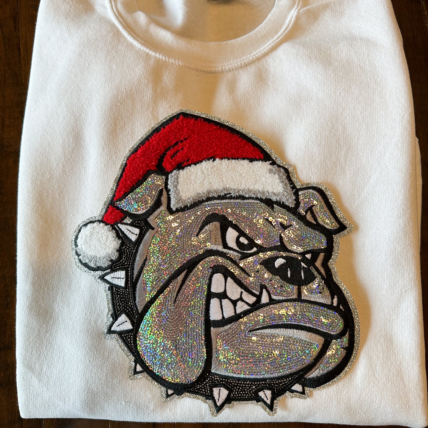 Sequins Bulldog Santa Sweatshirt