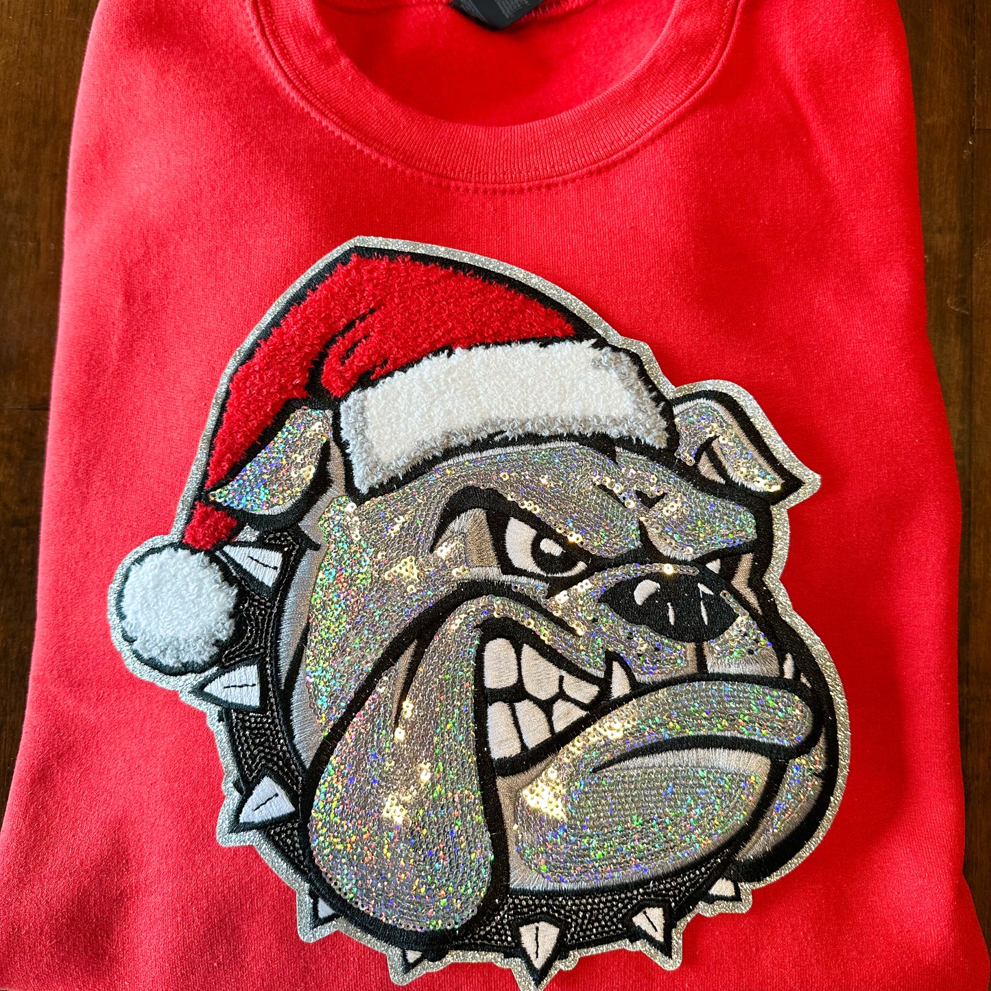 Sequins Bulldog Santa Sweatshirt