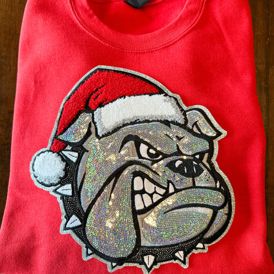 Sequins Bulldog Santa Sweatshirt