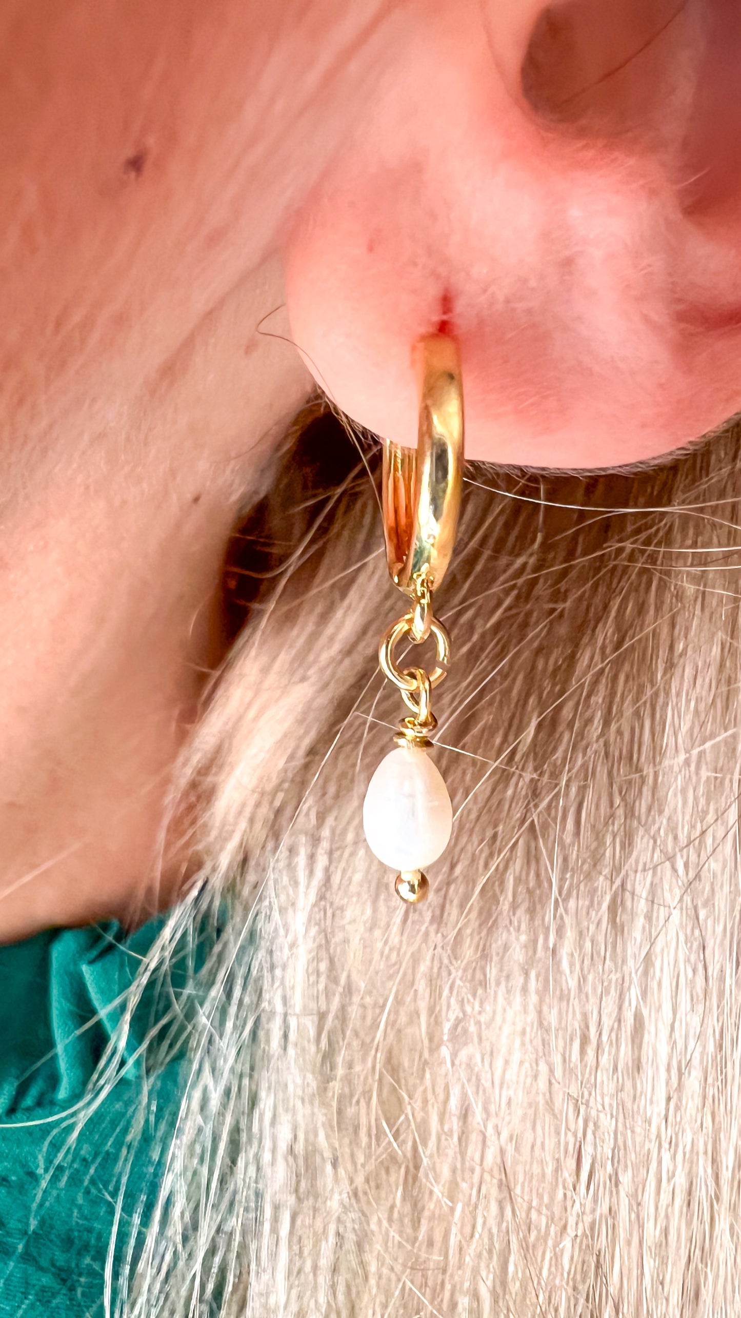 Gold Coated Pearl Hoop Earrings