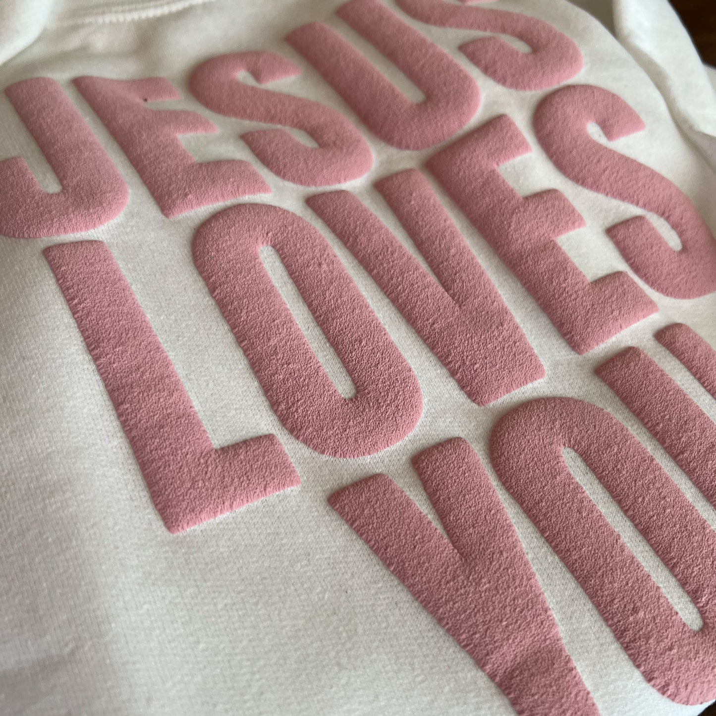 Jesus Loves Me YOUTH Sweatshirt Pink on White