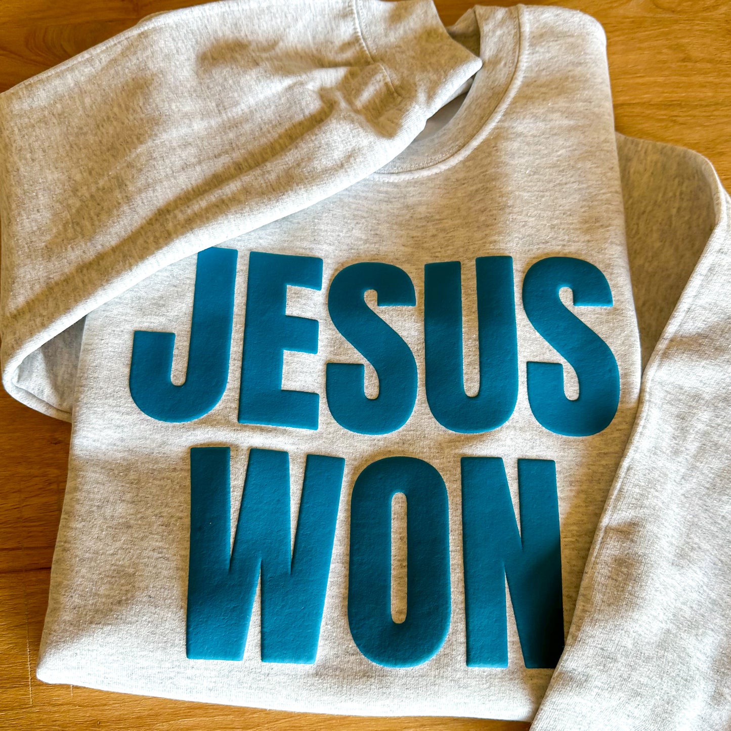 Jesus Won Blue Puff Sweatshirt