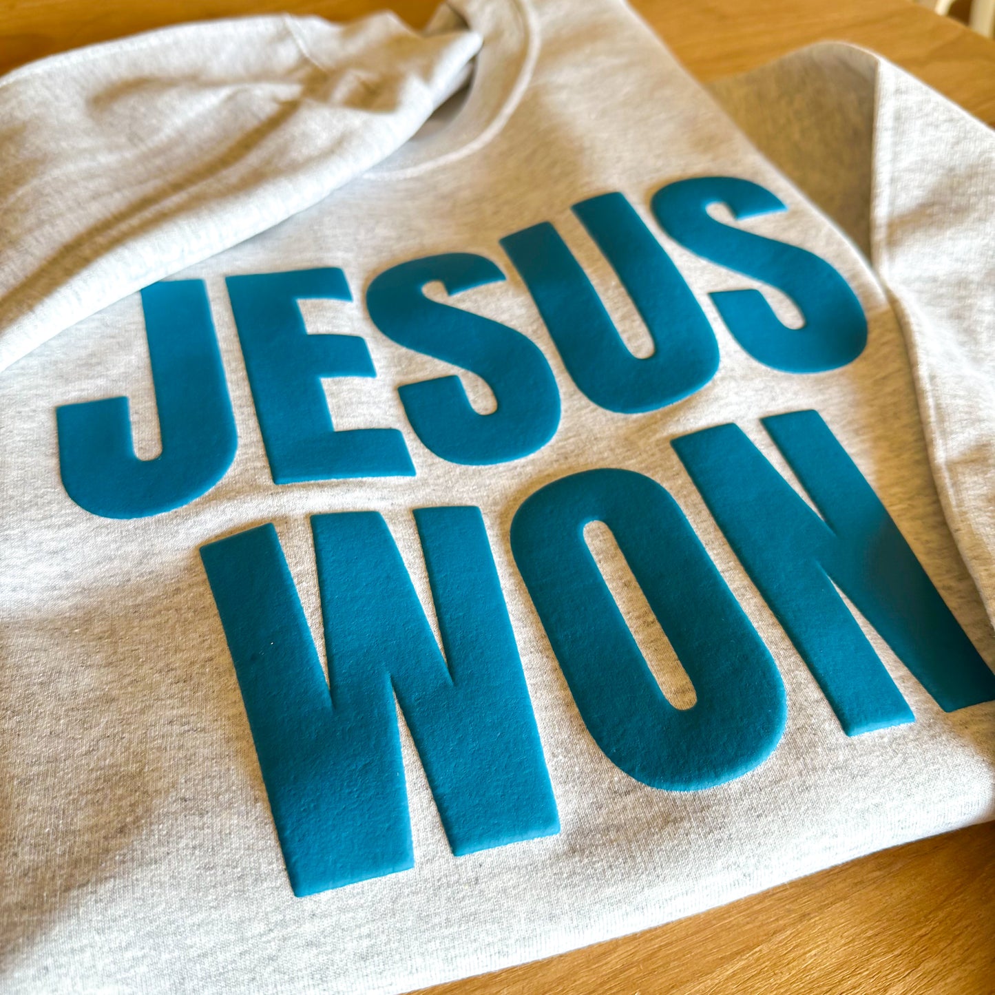 Jesus Won Blue Puff Sweatshirt