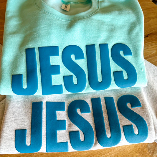Jesus Won Blue Puff Sweatshirt