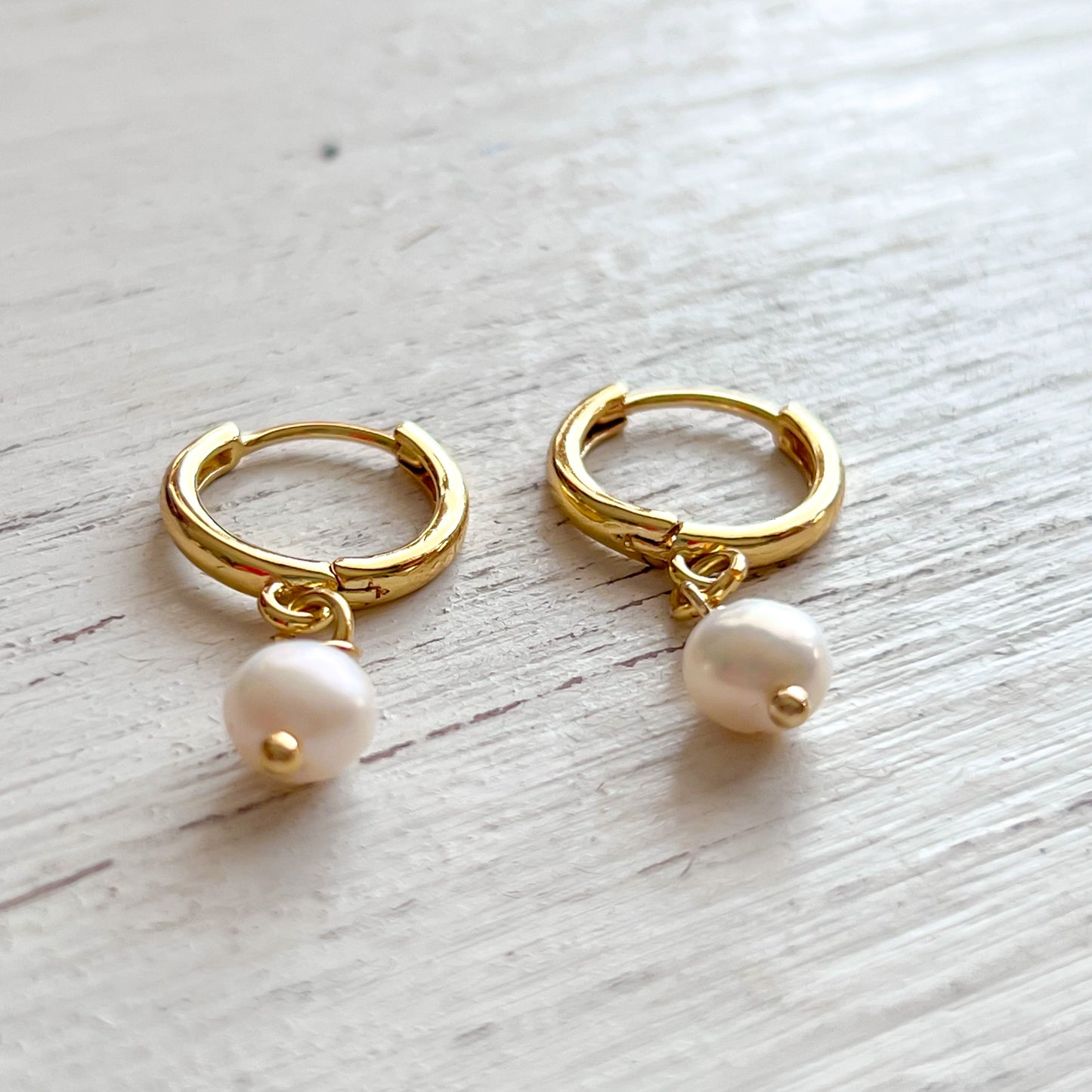 Gold Coated Pearl Hoop Earrings