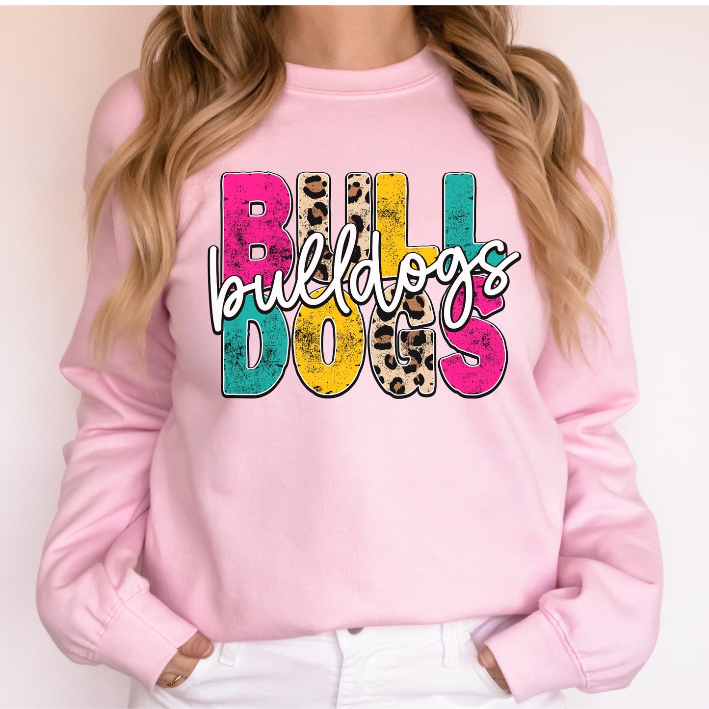 Bulldog Sweatshirt Colorful Bulldogs with leopard print