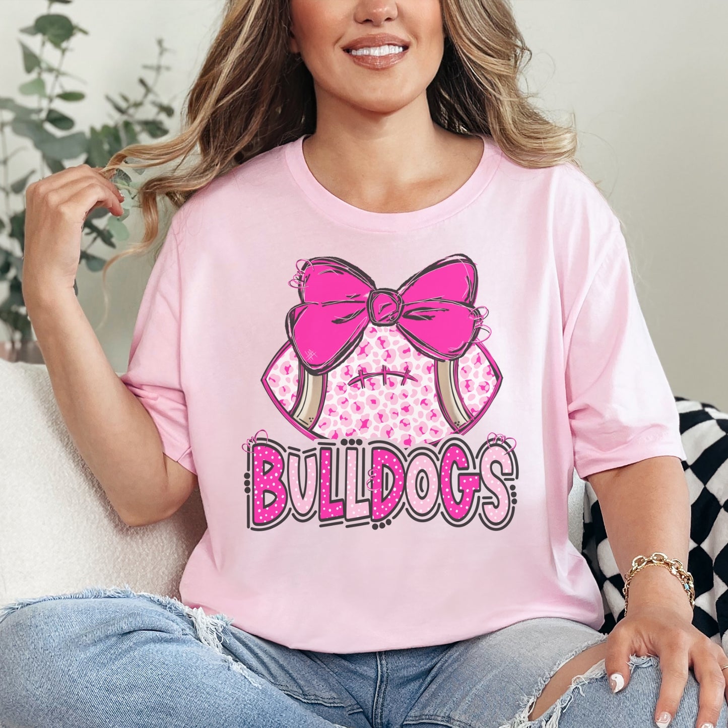 Pink Bulldogs Football tshirt