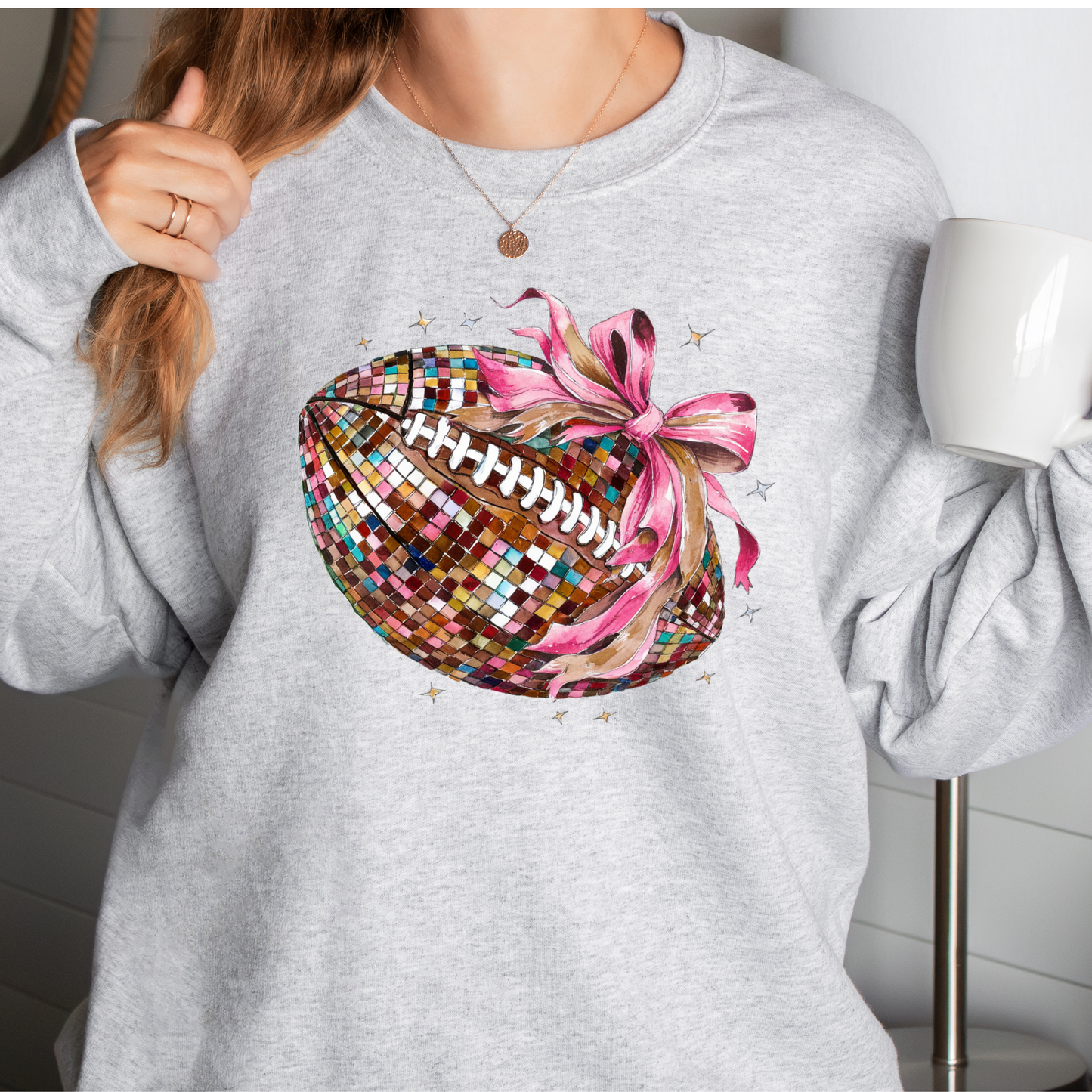 Disco Ball Football Pink Out Sweatshirt