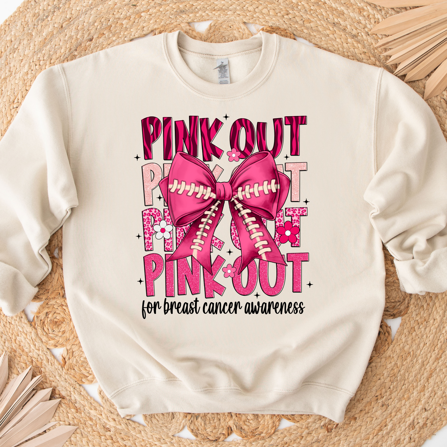 Pink Out Sweatshirt with Football Bow