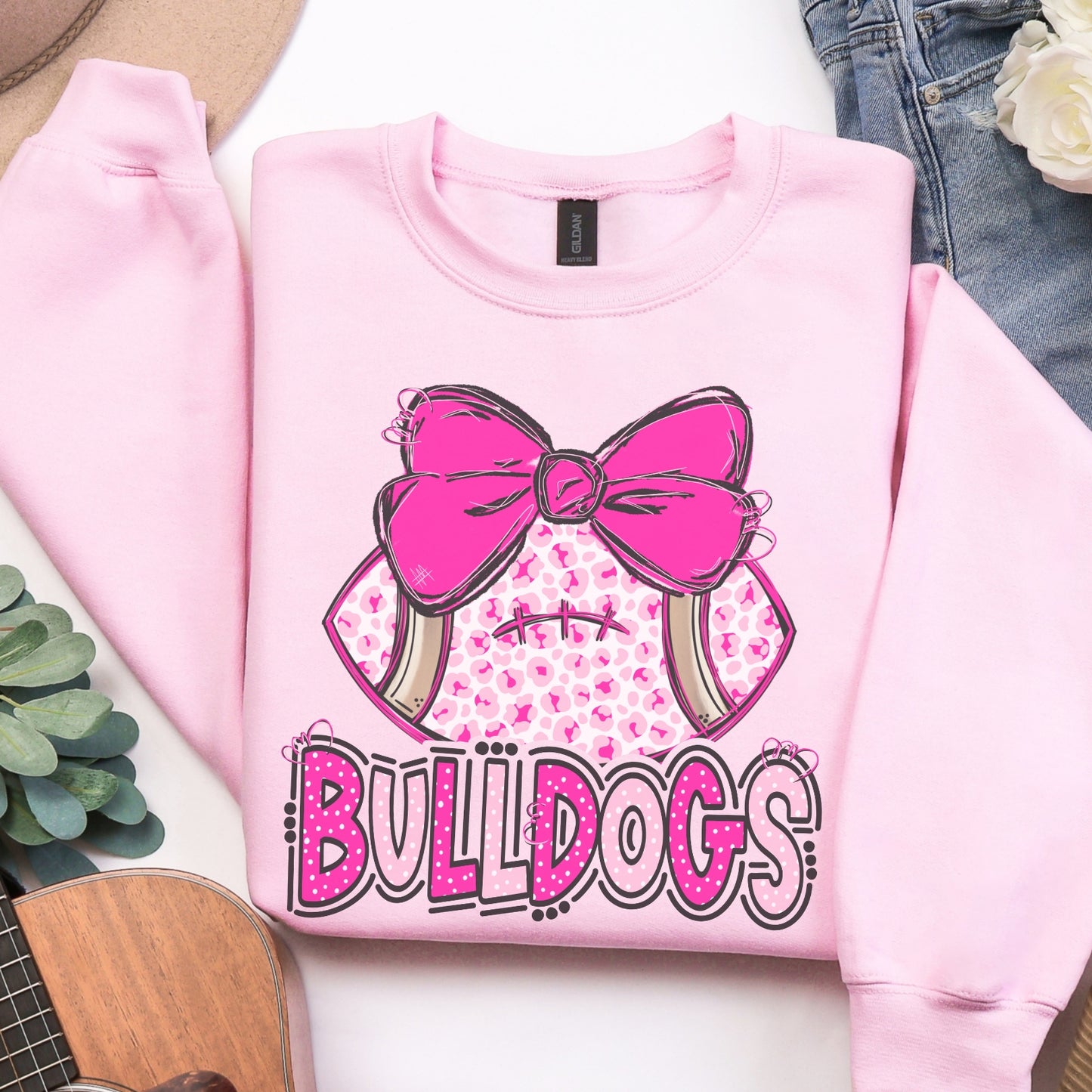Pink Bulldogs Football Sweatshirt
