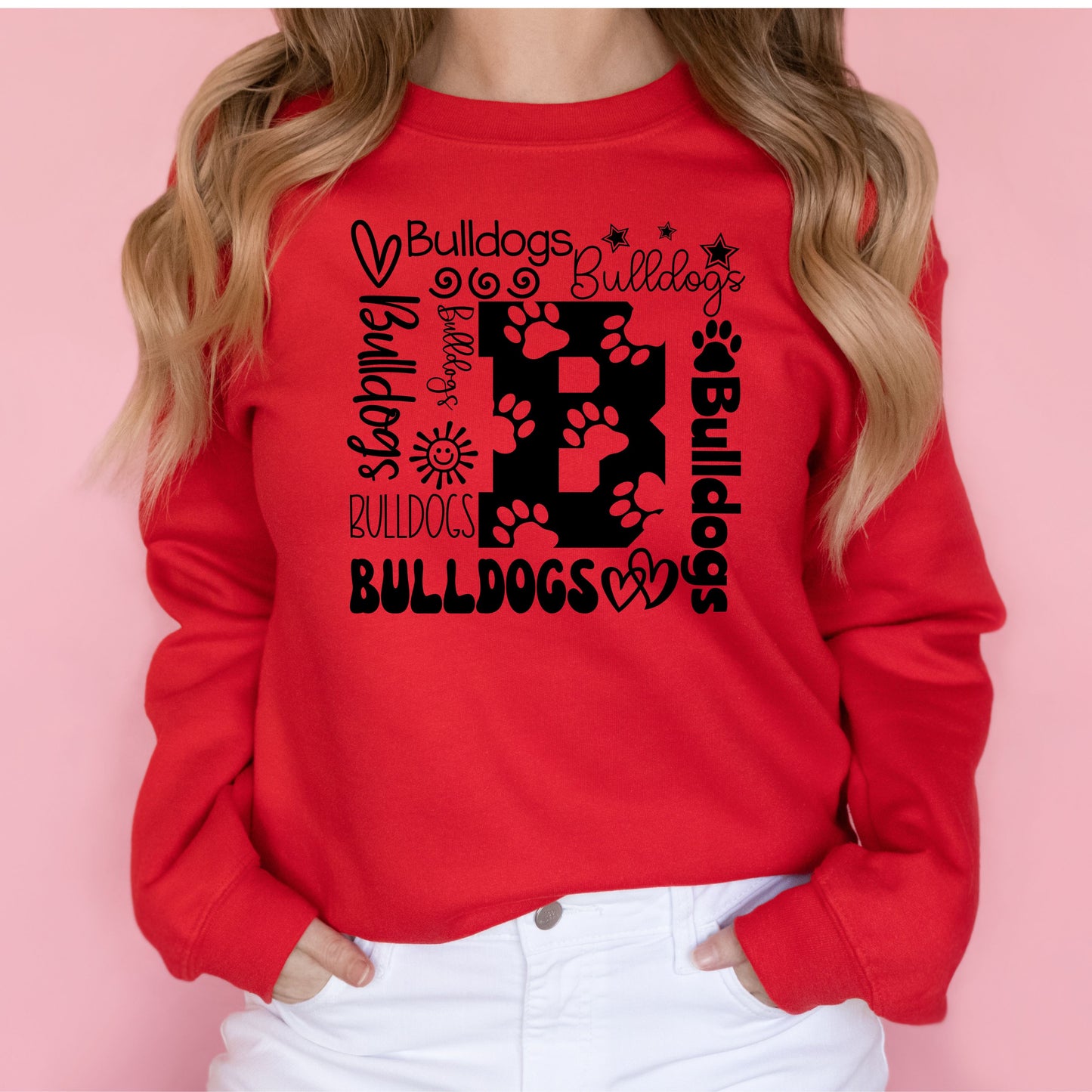 Bulldogs Sweatshirt Square Design with the letter B and pawprints