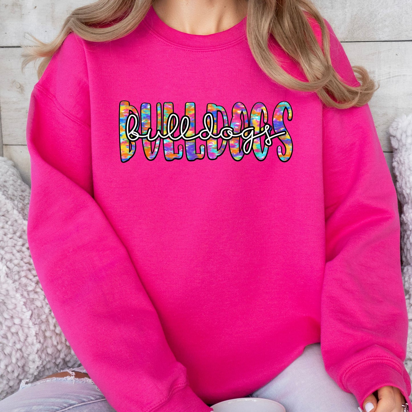 Bulldogs Tie Die Print Sweatshirt