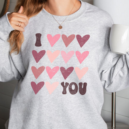 I Love You Hearts Women's Valentine Sweatshirt