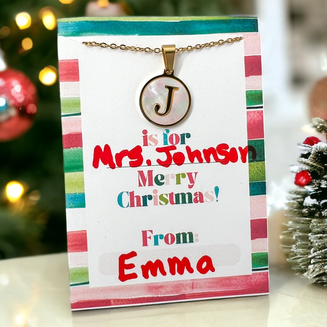 Letter Necklace with Christmas Card