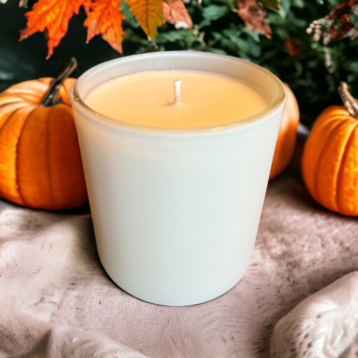 Pumpkin Beige Frosted Glass Candle