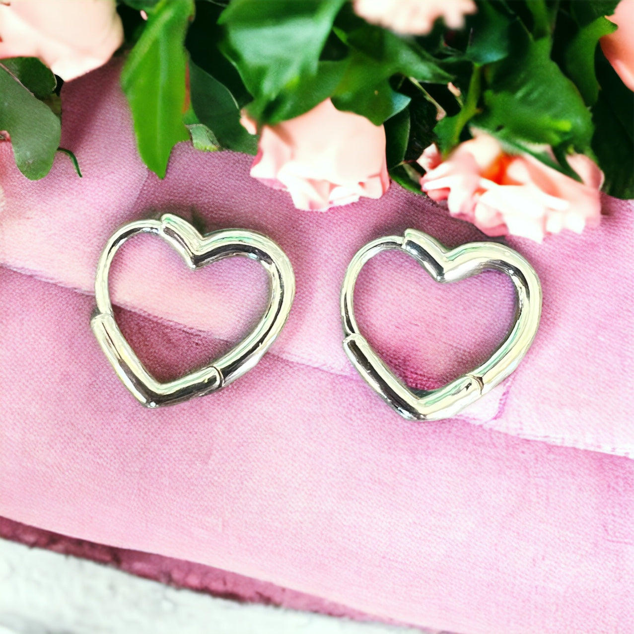 18K Gold Plated Heart Hoops